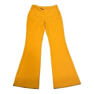 TALL! Zara Mustard Yellow Flare Hi Waisted Trouser Pants Size S 34.5” Inseam